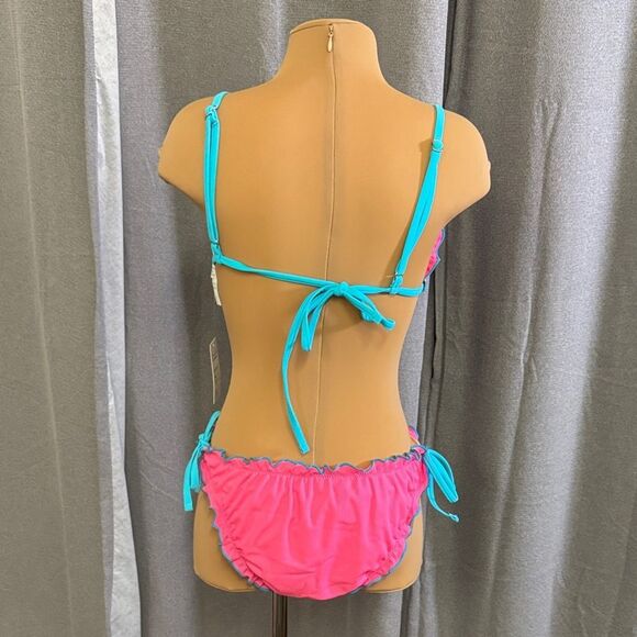 CUPSHE Pink and Blue Ruffle Bikini Set - Picture 7 of 15